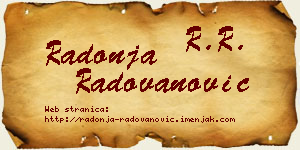Radonja Radovanović vizit kartica